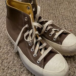 Converse Brown and Yellow High-Top Sneakers